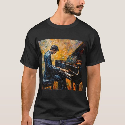 Pianospeler - olieverfschilderij t-shirt (Voorkant)