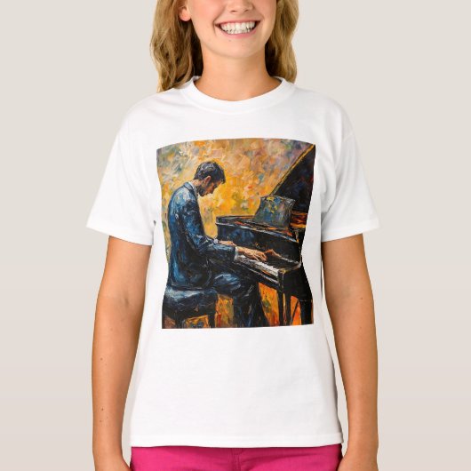 Pianospeler - olieverfschilderij t-shirt (Voorkant)