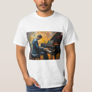 Pianospeler - olieverfschilderij t-shirt