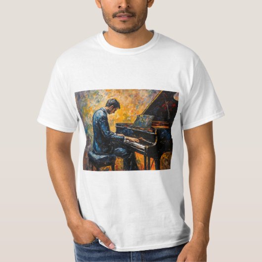 Pianospeler - olieverfschilderij t-shirt (Voorkant)