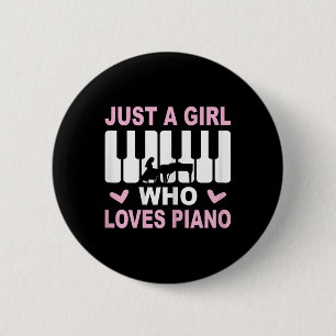 Pianospeler Pianomeisje Pianist Vrouw Ronde Button 5,7 Cm
