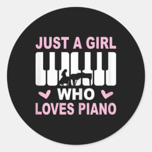 Pianospeler Pianomeisje Pianist Vrouw Ronde Sticker