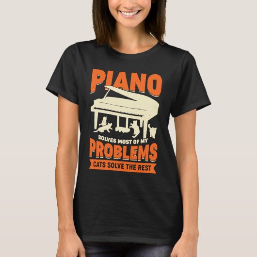 Pianospeler voor een kat t-shirt (Voorkant)