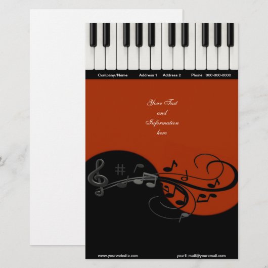 Pianostationery Briefpapier (Voorkant / Achterkant)