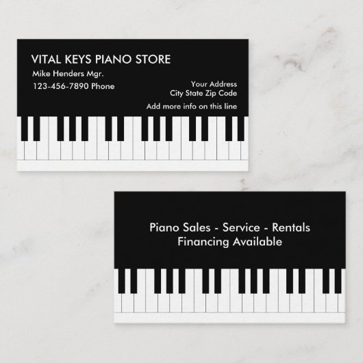 Pianothema Visitekaartje (Voorkant / Achterkant)