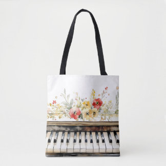 Pianotoetsen & Bloemboeket Tote Bag