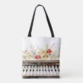 Pianotoetsen & Bloemboeket Tote Bag (Achterkant)