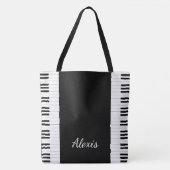 Pianotoetsen en naam tote bag (Voorkant)