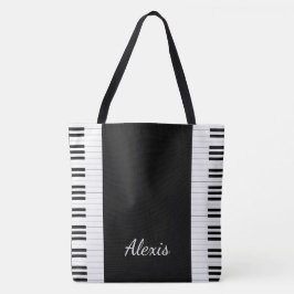 Pianotoetsen en naam tote bag