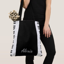 Pianotoetsen en naam tote bag