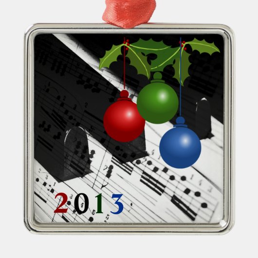 Pianotoetsen en notities | kerstversiering metalen ornament (Voorkant)