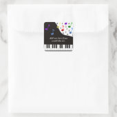 Pianotoetsen en notities vierkante sticker (Tas)