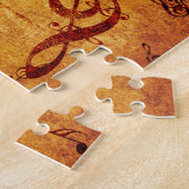 Pianotoetsen met muzieknotities en roos legpuzzel (Zijkant)