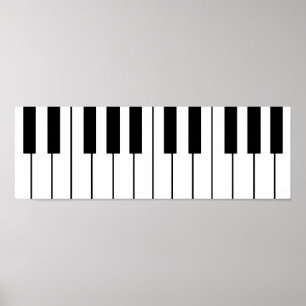 pianotoetsen met muziekthema's poster