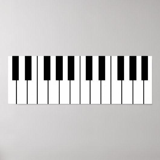 pianotoetsen met muziekthema's poster (Voorkant)