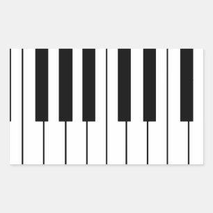 pianotoetsen met muziekthema's rechthoekige sticker
