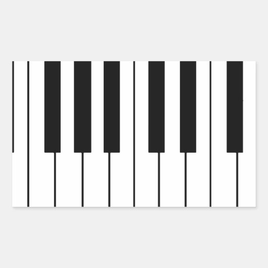 pianotoetsen met muziekthema's rechthoekige sticker (Voorkant)