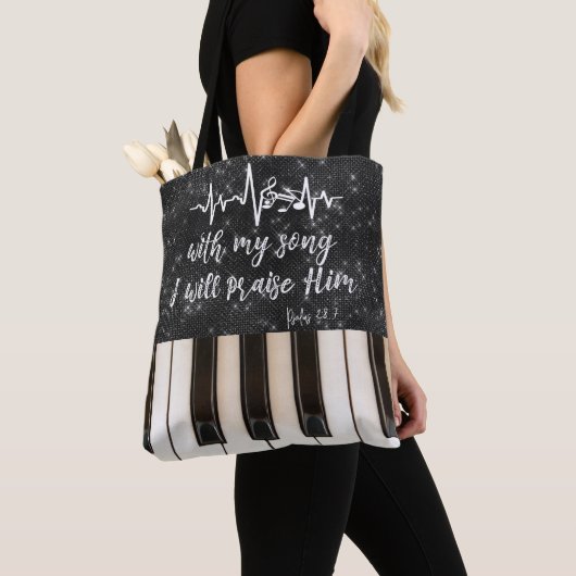 Pianotoetsen met Schriftcitaat Tote Bag (Dichtbij)