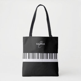 Pianotoetsen Muziekinstrument Geborduurd Initialen Tote Bag