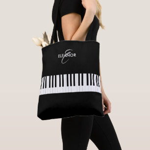 Pianotoetsen Muziekinstrument Geborduurd Initialen Tote Bag