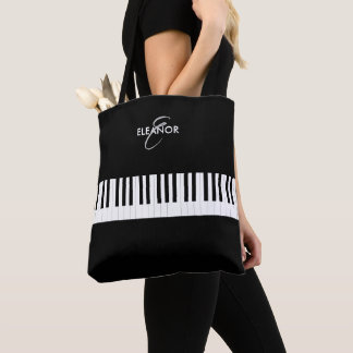 Pianotoetsen Muziekinstrument Geborduurd Initialen Tote Bag