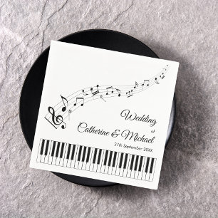 Pianotoetsen Muzieknamen Zwart & Wit Bruiloft Servet