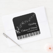 Pianotoetsen Muzieknamen Zwart & Wit Bruiloft Vierkante Sticker (Envelop)