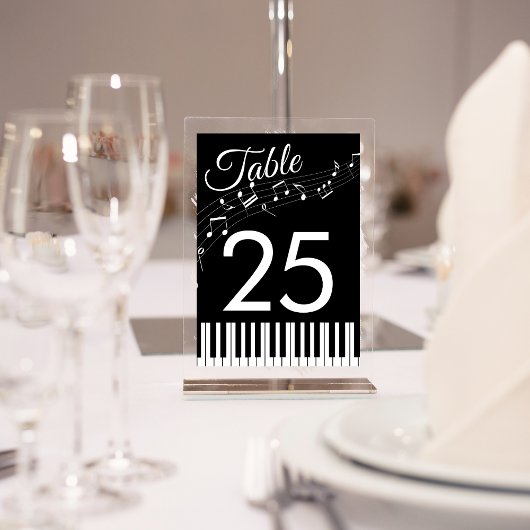 Pianotoetsen Muzieknoten Zwart & Wit Bruiloft Kaart