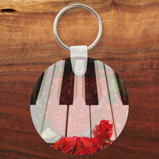 Pianotoetsen, Rozen en Muisc notes_ Sleutelhanger (Voorkant)