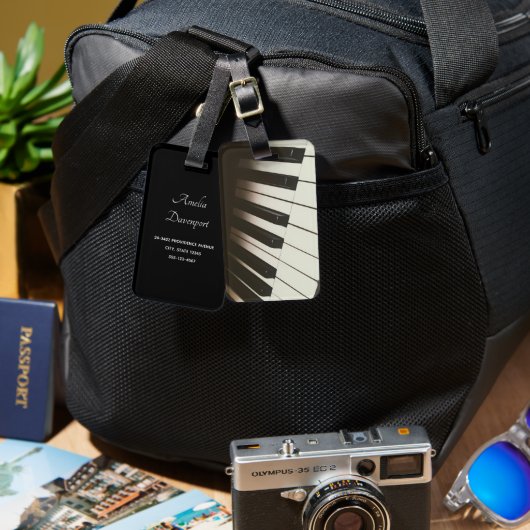 Pianotoetsen - Stijlvol zwart- en witfoto Bagagelabel (Voorkant /achterkant)