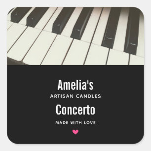 Pianotoetsen - Stijlvolle B&W-fotokaarsenzaken Vierkante Sticker
