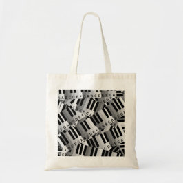Pianotoetsen Zwart-wit patroon Tote Bag