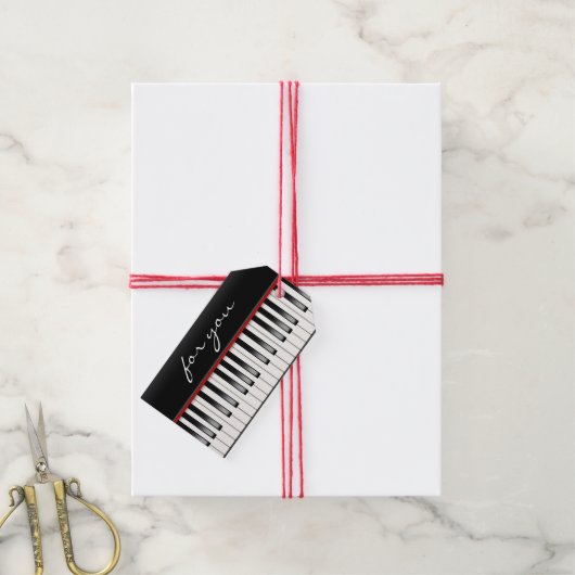 Pianotoetsenbord cadeaulabel (Met Touw)