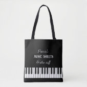 Pianotoetsenbord en aanpasbare tekst zwart-wit tote bag (Voorkant)