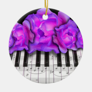 Pianotoetsenbord en kerstversiering voor Rozen Keramisch Ornament