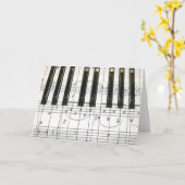 Pianotoetsenbord en -Muzieknoten Kaart (Gele Bloem)