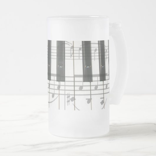 Pianotoetsenbord en -Muzieknoten Matglas Bierpul (Voorkant rechts)