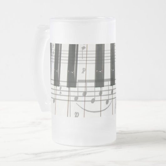 Pianotoetsenbord en -Muzieknoten Matglas Bierpul (Voorkant links)
