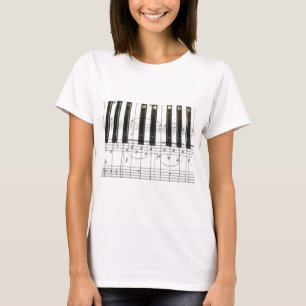 Pianotoetsenbord en -Muzieknoten T-shirt