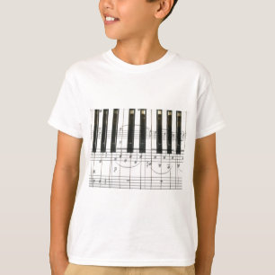 Pianotoetsenbord en -Muzieknoten T-shirt