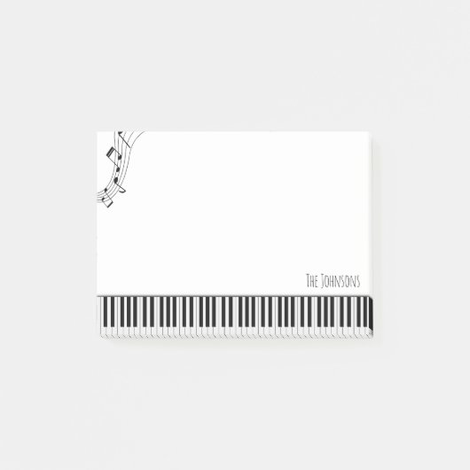 Pianotoetsenbord en muzieknotities post-it® notes (Voorkant)