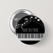 Pianotoetsenbord en muzieknotities ronde button 5,7 cm (Voorkant /achterkant)
