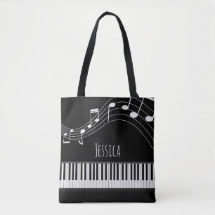 Pianotoetsenbord en muzieknotities tote bag