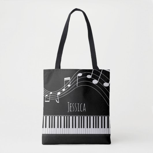 Pianotoetsenbord en muzieknotities tote bag (Voorkant)