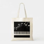 Pianotoetsenbord en muzieknotities tote bag (Achterkant)