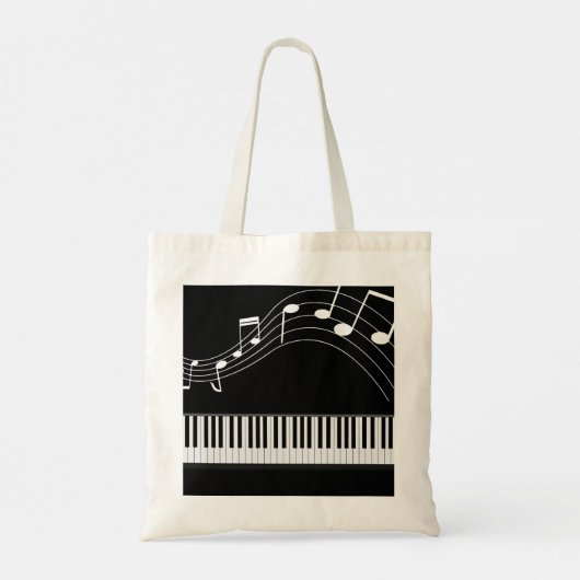 Pianotoetsenbord en muzieknotities tote bag (Achterkant)