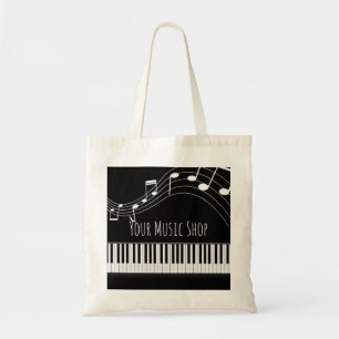 Pianotoetsenbord en muzieknotities tote bag
