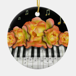 Pianotoetsenbord en -Rozen Keramisch Ornament