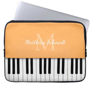 Pianotoetsenbord, gepersonaliseerd Oranje Laptop Sleeve