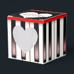 Pianotoetsenbord met hart bedankdoosjes<br><div class="desc">Wit hart met pasgetrouwde namen op pianotoetsenbord.</div>